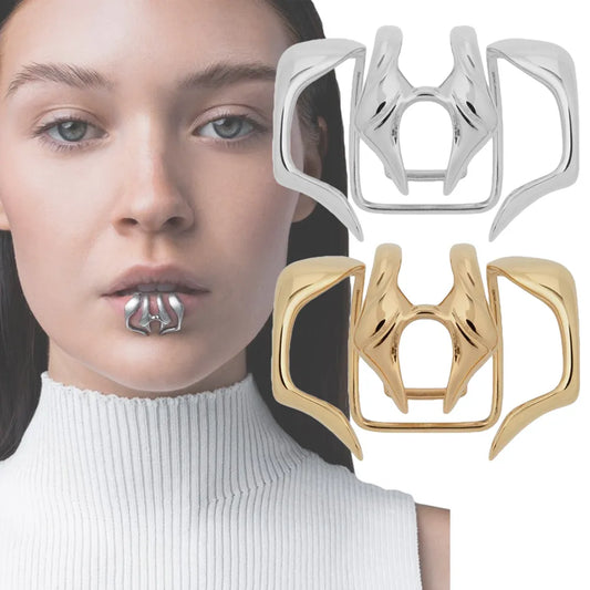 No Piercing Lip Clip Gothic Geometric Beast Tooth Metal Lipring Unisex Non-porous Lip Ring Face Jewelry Ornament Accessories