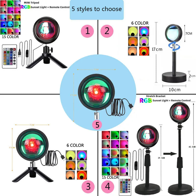 Sonnenuntergang Projektor Lampe Regenbogen Atmosphäre Nachtlicht Sonnenuntergang Licht für Schlafzimmer Zimmer Dekoration Hintergrund Wand Tiktok Tischlampe