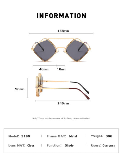 Gafas de sol Steampunk para hombre y mujer, anteojos de sol Retro con montura hueca de Metal, a la moda, de diseñador de marca, de alta calidad, UV400