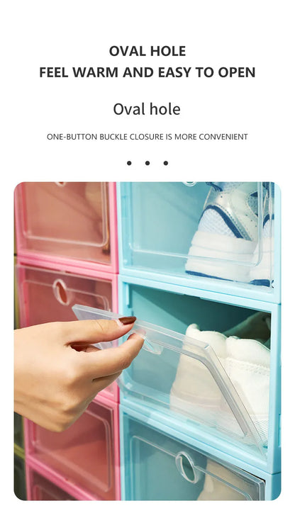 Transparent Lid Shoe Box Sets Shoes Organizers Thickened Foldable Dustproof Storage Boxs Stackable Combined Shoe Cabinet