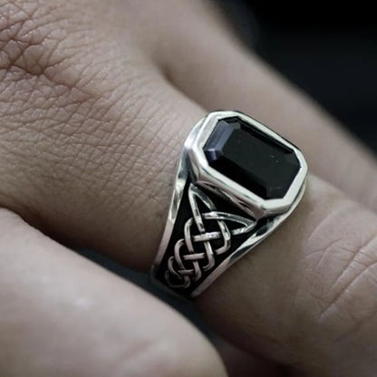 Men's Retro Mayan civilization totem black gem punk party personality fashion senior ring