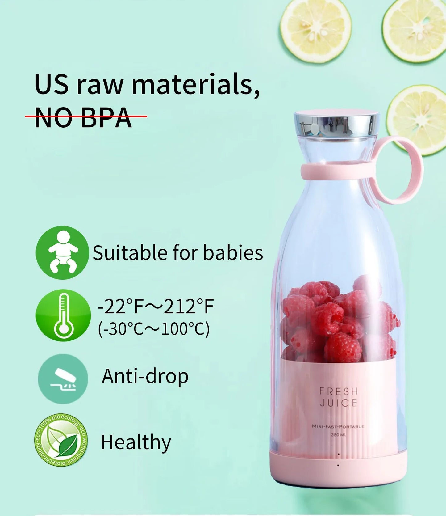 Reup Portable Blender 350ml Mini Portable Blender Smoothies 1400mAh FRESH JUICE Travel Electric Travel Portable Mixer Kitchen