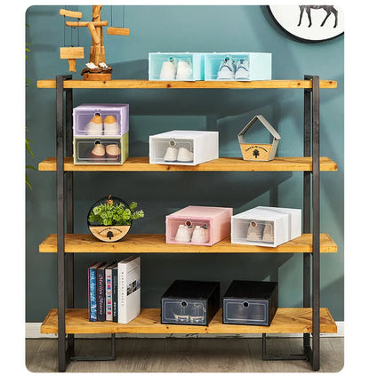 Transparent Lid Shoe Box Sets Shoes Organizers Thickened Foldable Dustproof Storage Boxs Stackable Combined Shoe Cabinet