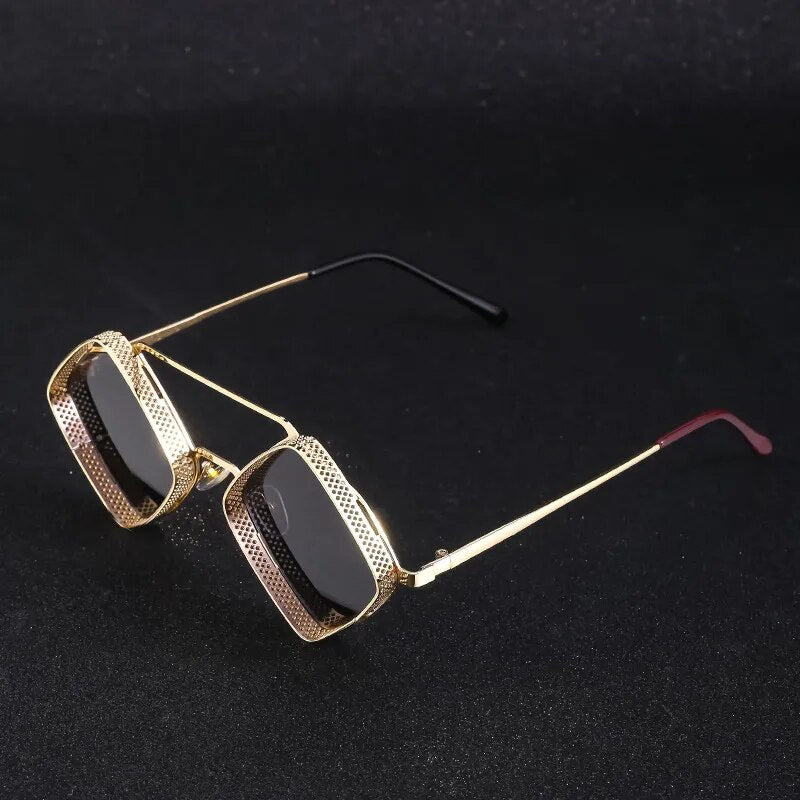 Gafas de sol Steampunk para hombre y mujer, anteojos de sol Retro con montura hueca de Metal, a la moda, de diseñador de marca, de alta calidad, UV400