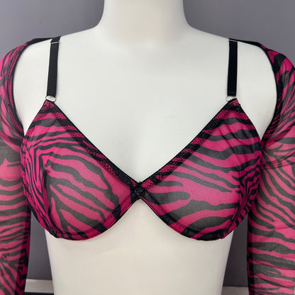 Zebra-Dessous für volles Crop-Top, enges Outfit, transparente transparente Spitze, nahtlose Intim-String-Slip-Sets