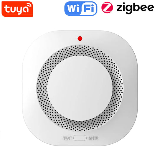 Tuya Smart Zigbee/Wifi Smoke Detector Smart Fire Fire Protection Home Security Alarm Sound Light Alarm APP Control