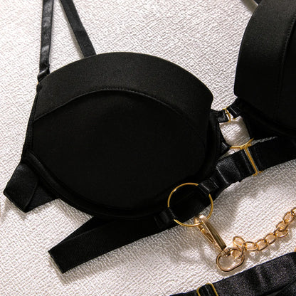 Feine Dessous, sexy, ausgefallene Unterwäsche, 5-teilig, zarte Luxus-Sets mit Ketten-BH und Höschen-Set, Strumpfbänder, Intim