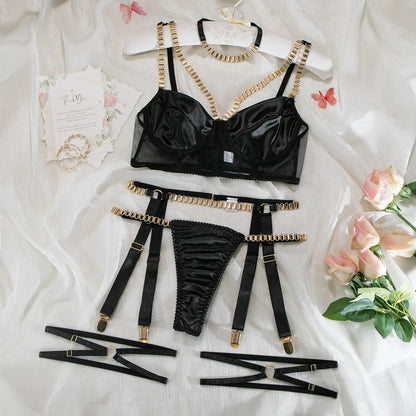 Lingerie With Chain Strap Sexy Underwear Women Body 6-Piece Sensual  Sets Fine Intimate Garter Sexy Outfit