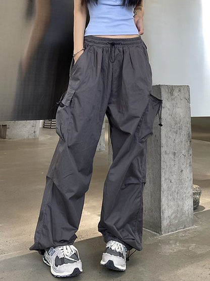 Streetwear Hip Hop Cargo Pants Women Fashion Pockets Oversize Loose Trousers Summer Bf Korean High Waist Wide Leg Pants New