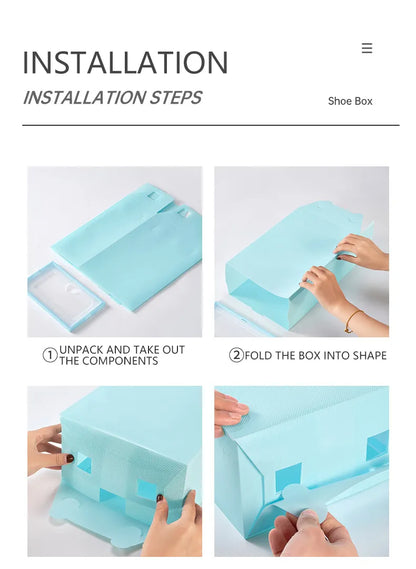 Transparent Lid Shoe Box Sets Shoes Organizers Thickened Foldable Dustproof Storage Boxs Stackable Combined Shoe Cabinet