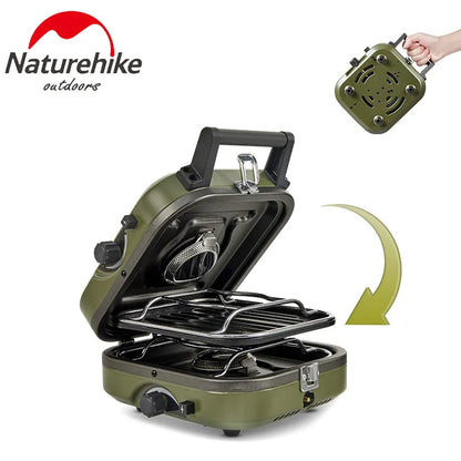 Naturehike Herd, klappbarer Doppelfeuer-Gasherd, 2300 W, tragbarer Outdoor-Camping-Gasherd mit elektronischer Zündung, 2,5 kg, Kochausrüstung