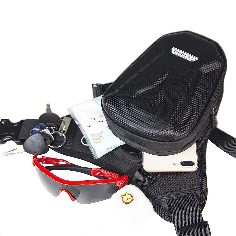 Bolsa de cintura baja para motocicleta, portátil, impermeable, EVA, Bolsa lateral para pierna, cinturón, cadera, equipaje, bolsas para montar, motocicleta, bolso para teléfono móvil