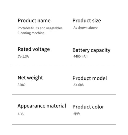 Protable Obst Gemüse Waschmaschine Kapsel Form Drahtlose Lebensmittel Reiniger Haushalt Desinfektion Gemüse