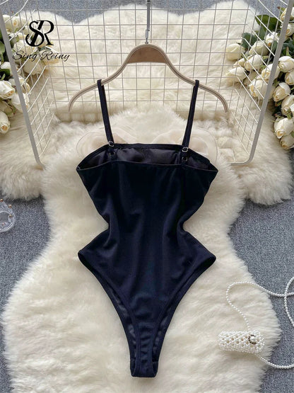 Trägerloser, figurbetonter Body, Sommer, dreidimensionale Dekoration, schlank, rückenfrei, Playsuits, 2023, rückenfrei, sexy Playsuits, Wanita