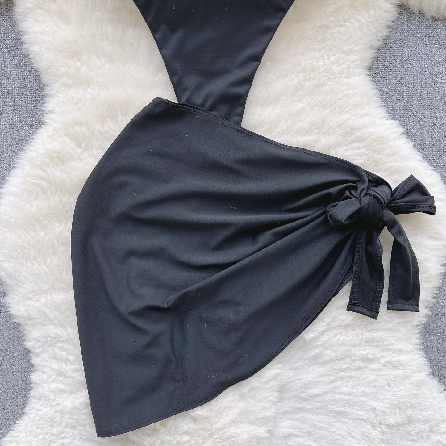 Halter Solid Sexy Bodysuits Women Deep V Neck Sensual Playsuits+Mini Skirt 2023 Bow Sweet   Night Suits Wanita