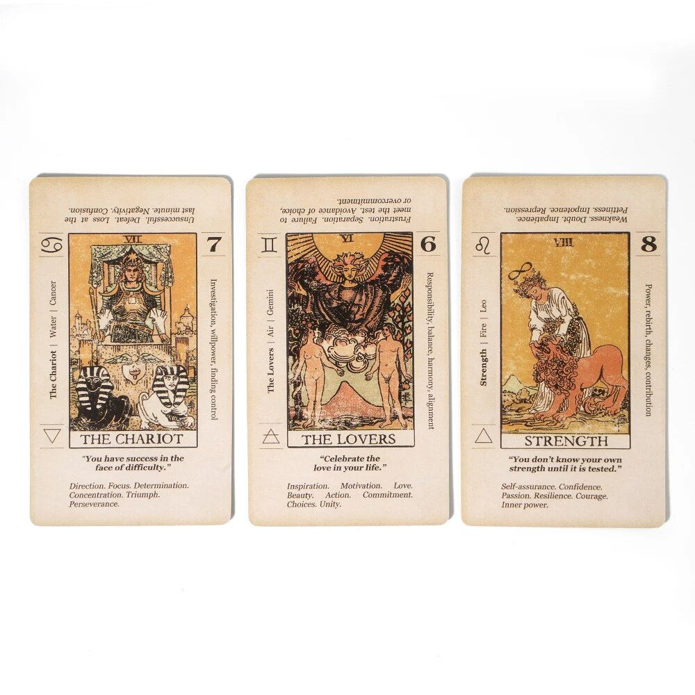 Carta de Tarot con significado en ellas, palabra clave de Tarot para principiantes, baraja de Tarot antigua, cartas de Tarot para aprender, 78 cartas del Zodíaco invertido