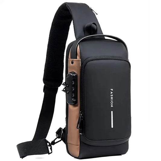 Bolso de hombro multifunción antirrobo con USB para hombre, bandolera cruzada para viaje, bandolera para el pecho, paquete de mensajero para hombre