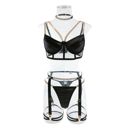 Lingerie With Chain Strap Sexy Underwear Women Body 6-Piece Sensual  Sets Fine Intimate Garter Sexy Outfit