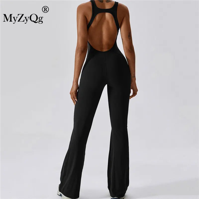 MyZyQg Women Ballet Dance Aerial Sleeveless Yoga Jumpsuit Chest Pad High Elastic Fitness Sports Running Tracksuit Gym Sportswear