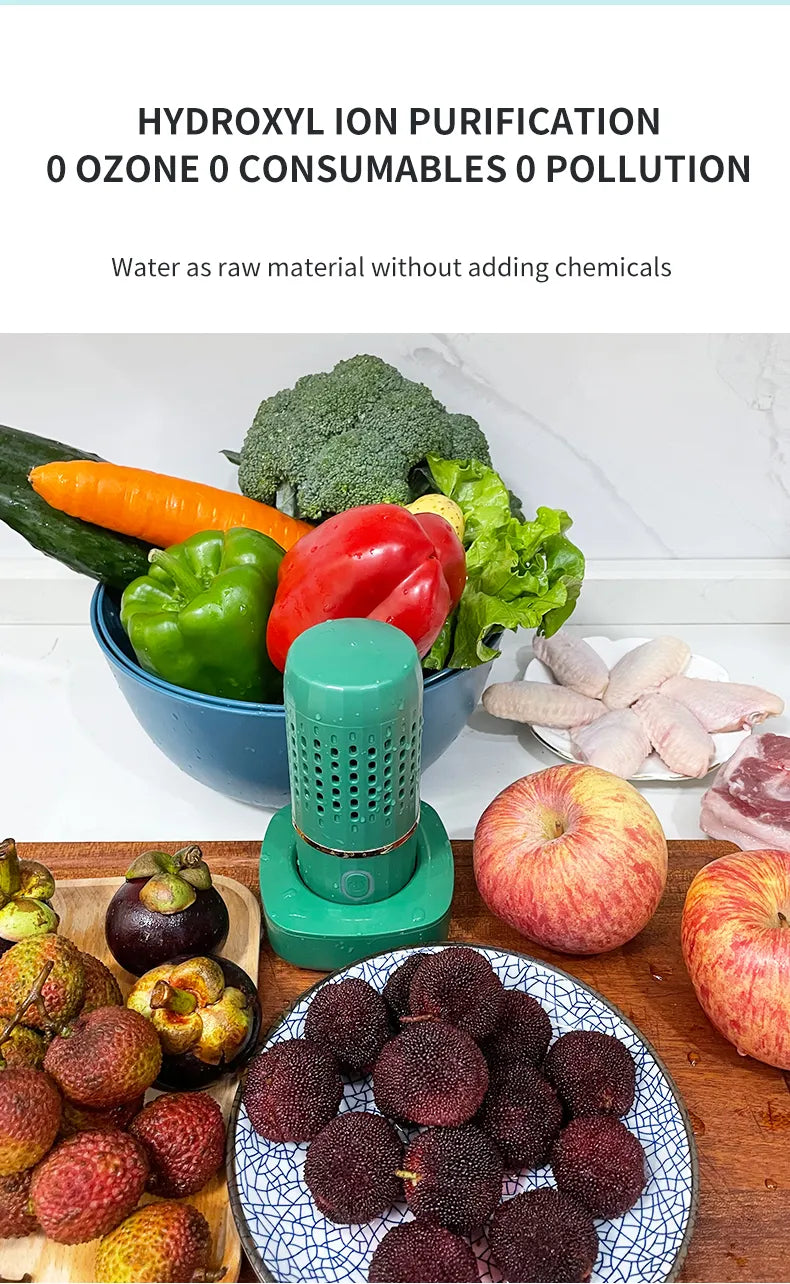 Protable Fruit Vegetable Washing Machine Capsule Shape Wireless Food Purifier Household Disinfection vegetables