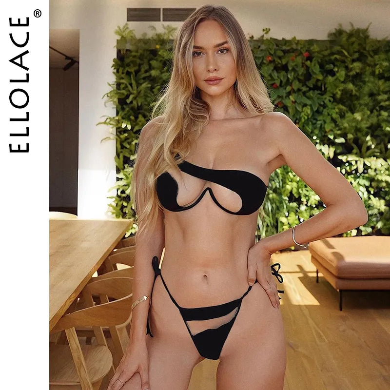 Microbikini ahuecado con un hombro para mujer, traje de baño separado, Monokini brasileño elegante, traje de baño atractivo 2022