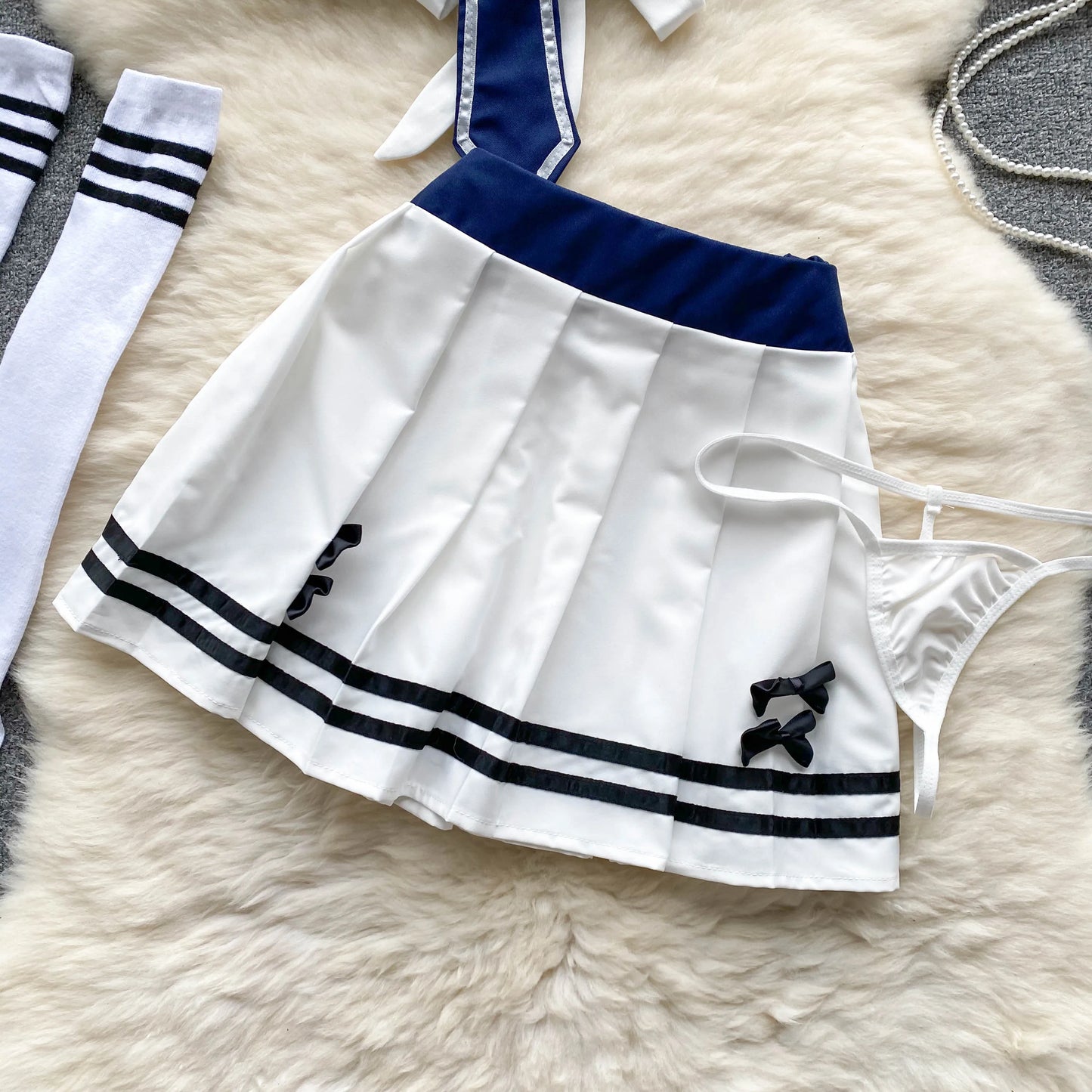 Women Cosplay Sexy  Suits Japan Preppy Style Sheer Short Top+Short Skirt+Socks Sensual Nightwear  Outfit Wanita