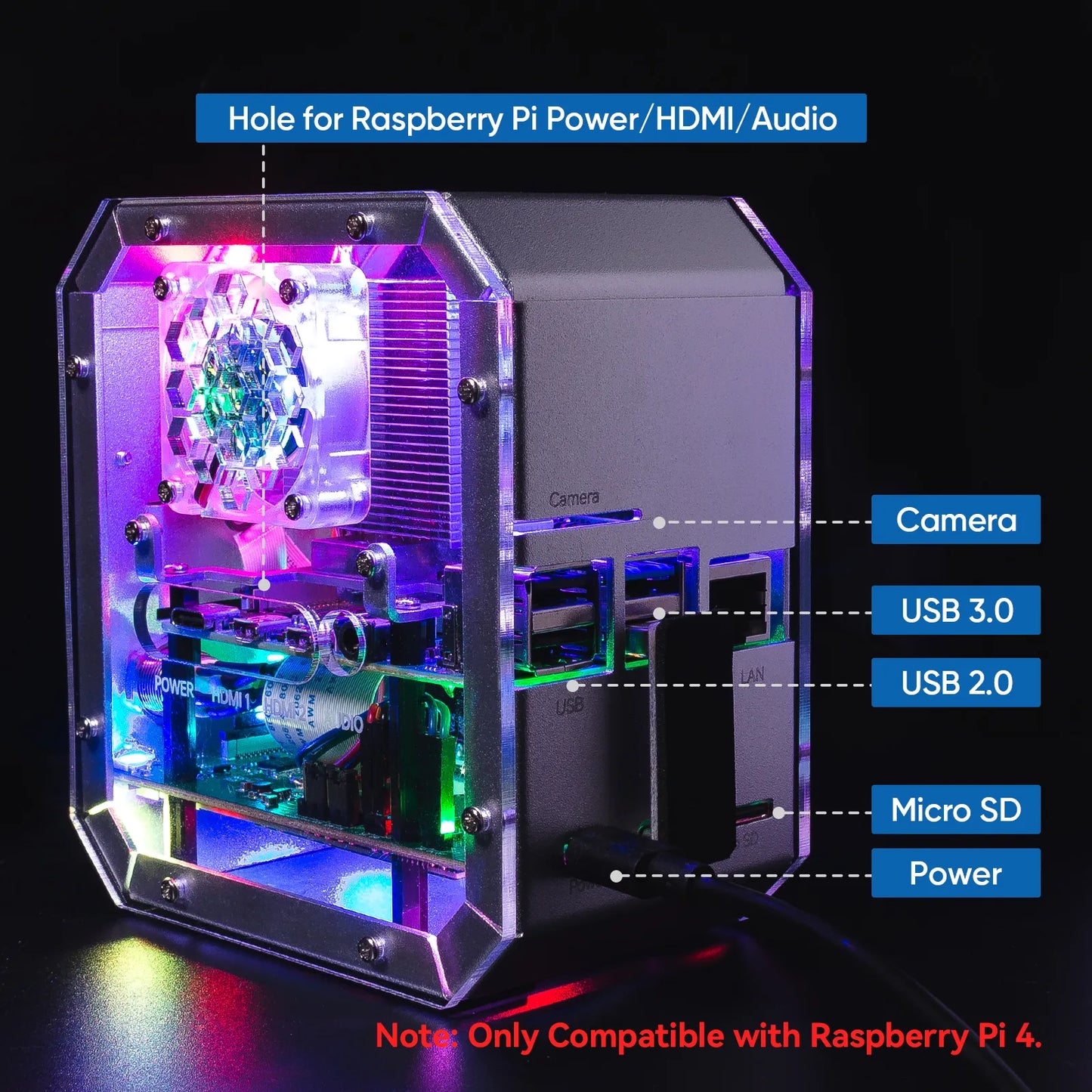 Pironman Mini PC Case for Raspberry Pi - Aluminum Alloy Tower Case, M.2 SATA SSD Expansion Board for Raspberry Pi 4