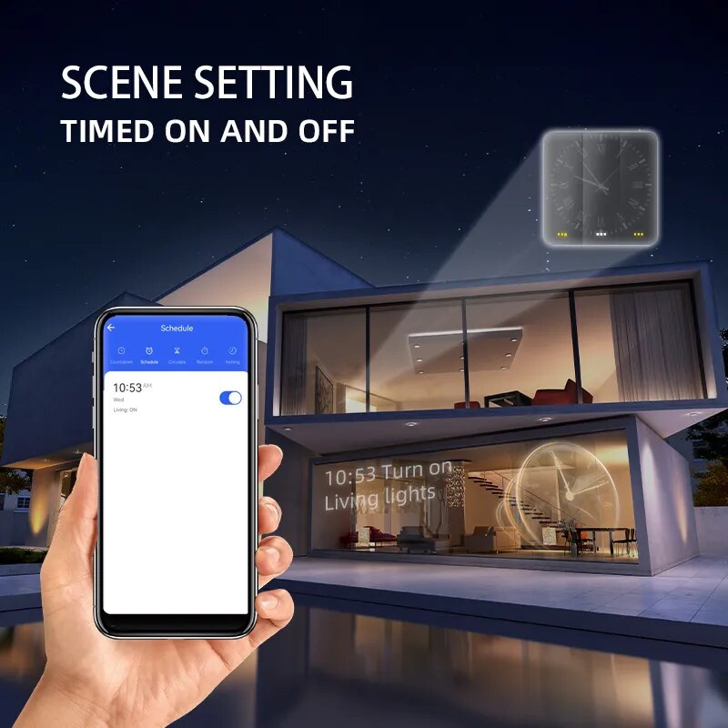 No neutral Universal WIFI Button Light Wall Switch 3-Color Blue LED TUYA Smart Home 2Way/3Way Alexa Google Home Alice