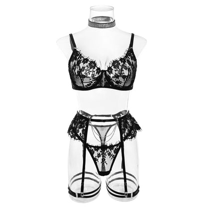 Rhinestone Lingerie See Through Bra Fine Intimate Bra And Panty Set Fancy New In Matching Sets