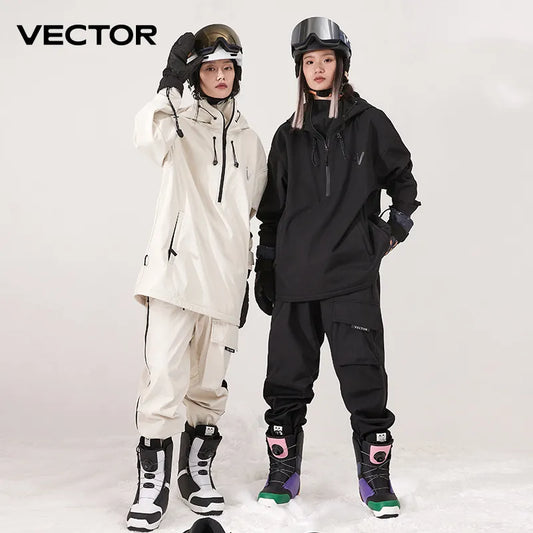 Chaqueta de esquí de Color sólido para hombre y mujer, pantalones de esquí cálidos a prueba de viento, monos de invierno con capucha, ropa deportiva impermeable para exteriores, Snowboard