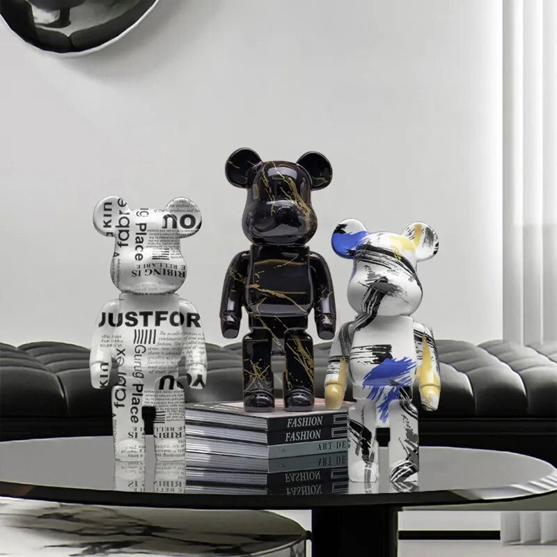 Figuras de osos violentos de Graffiti, miniaturas de Bearbrick, estatua y escultura de muñeco de oso, librería para sala de estar, dormitorio, decoración del hogar