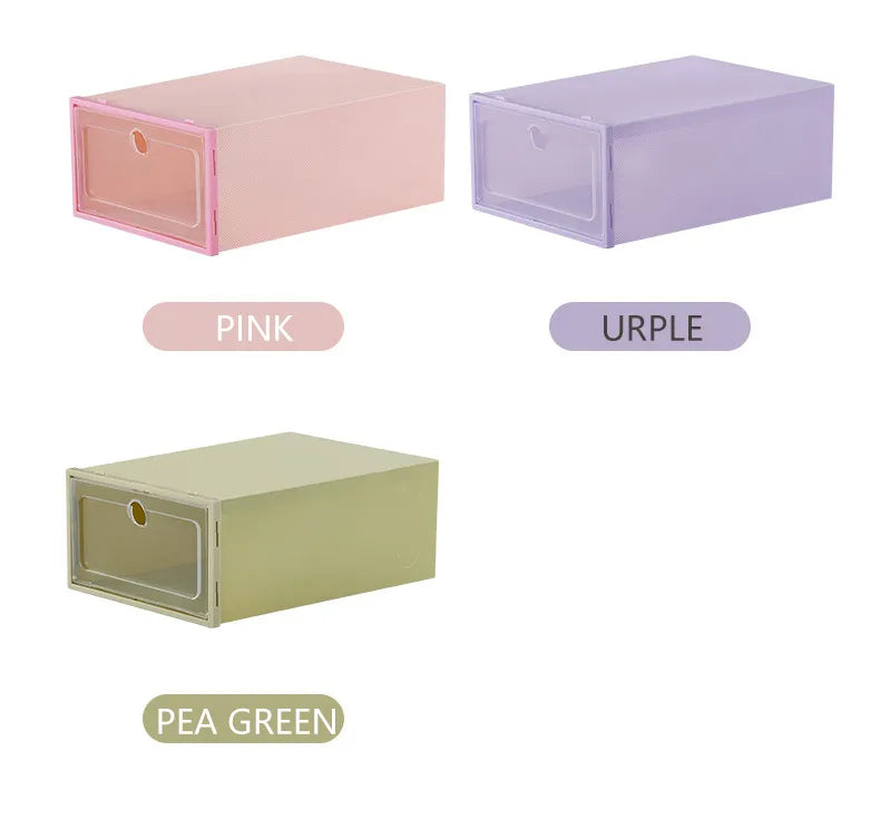 Transparent Lid Shoe Box Sets Shoes Organizers Thickened Foldable Dustproof Storage Boxs Stackable Combined Shoe Cabinet