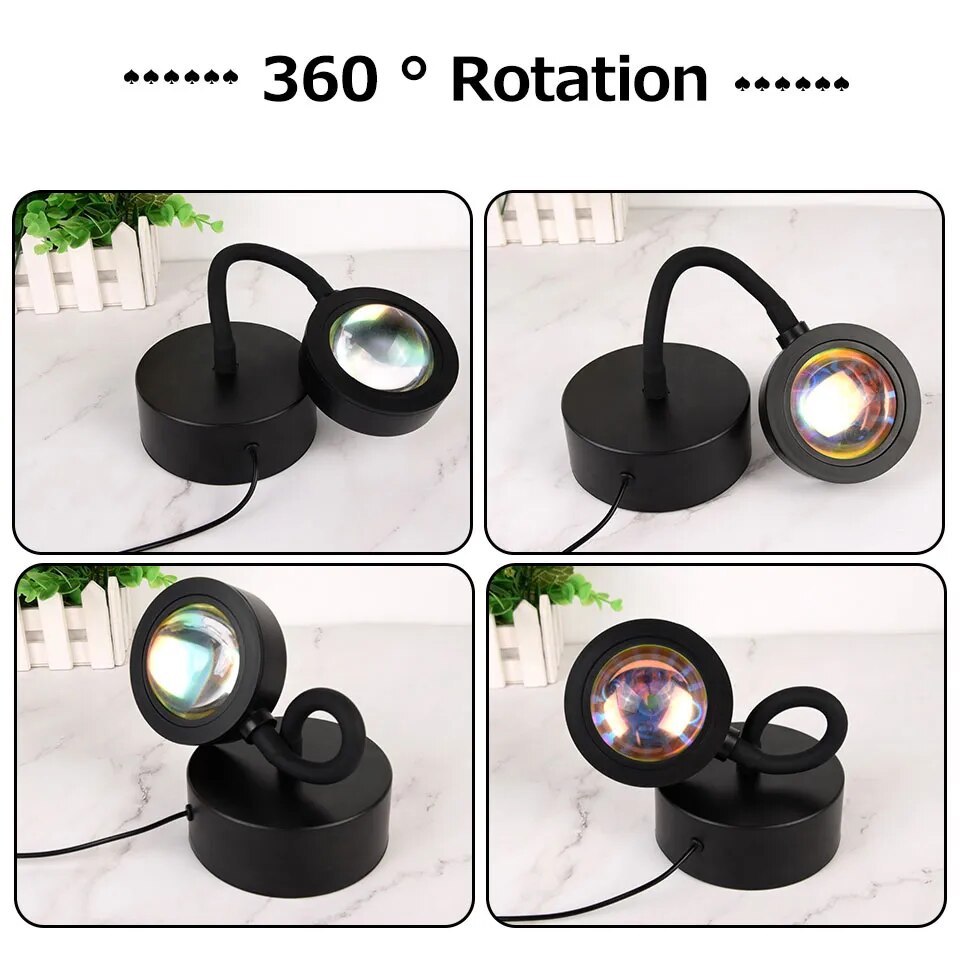 Tuya USB Sunset Lamp LED Rainbow RGB Night Light Projector Photography Wall Atmosphere Lighting for Bedroom Home Room Decor Gift