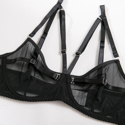 Dessous-Set für Damen, 2-teilig, durchsichtig, Spitze, Bilizna-Set, nahtloses Netz, intimer, sexy BH und Höschen-Set, transparente Unterwäsche