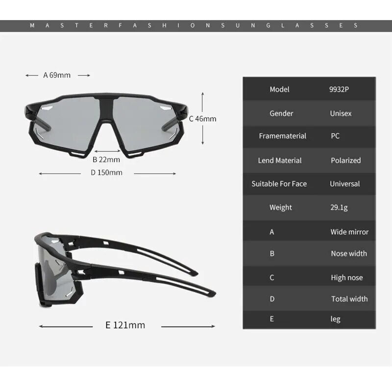 Photochrome Radfahren Gläser Männer Frauen Sonnenbrille Mountainbike Straße Brillen Neue Fahrrad Reiten Outdoor-Sport Wandern Brille