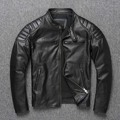 Vintage Gelb Braun Echtes Rindsleder Echtleder Jacke Herren Motorrad Mantel Herren Biker Kleidung Frühling Herbst Asiatische Größe 6XL