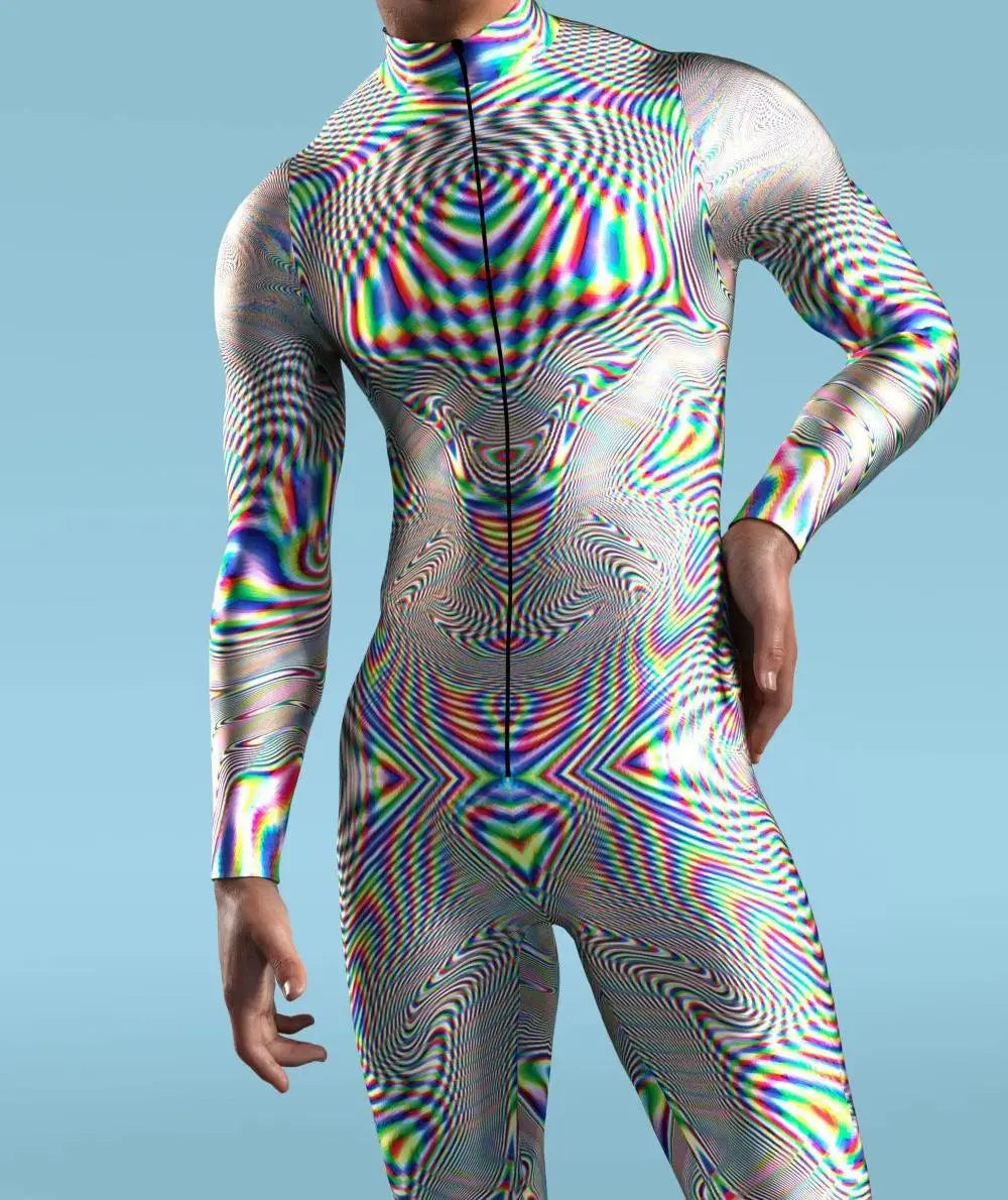 Disfraz con estampado de esqueleto multicolor para hombre y niño, traje Zentai con cremallera frontal, monos para fiesta de Halloween, traje festivo de Carnaval