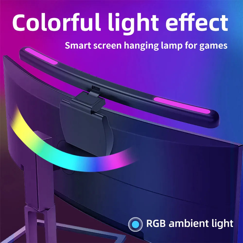 Luz colgante de pantalla con atenuación continua USB, lámparas para Monitor de pantalla curva, atmósfera de fondo RGB, luz de escritorio para el cuidado de los ojos, barra de luz para PC