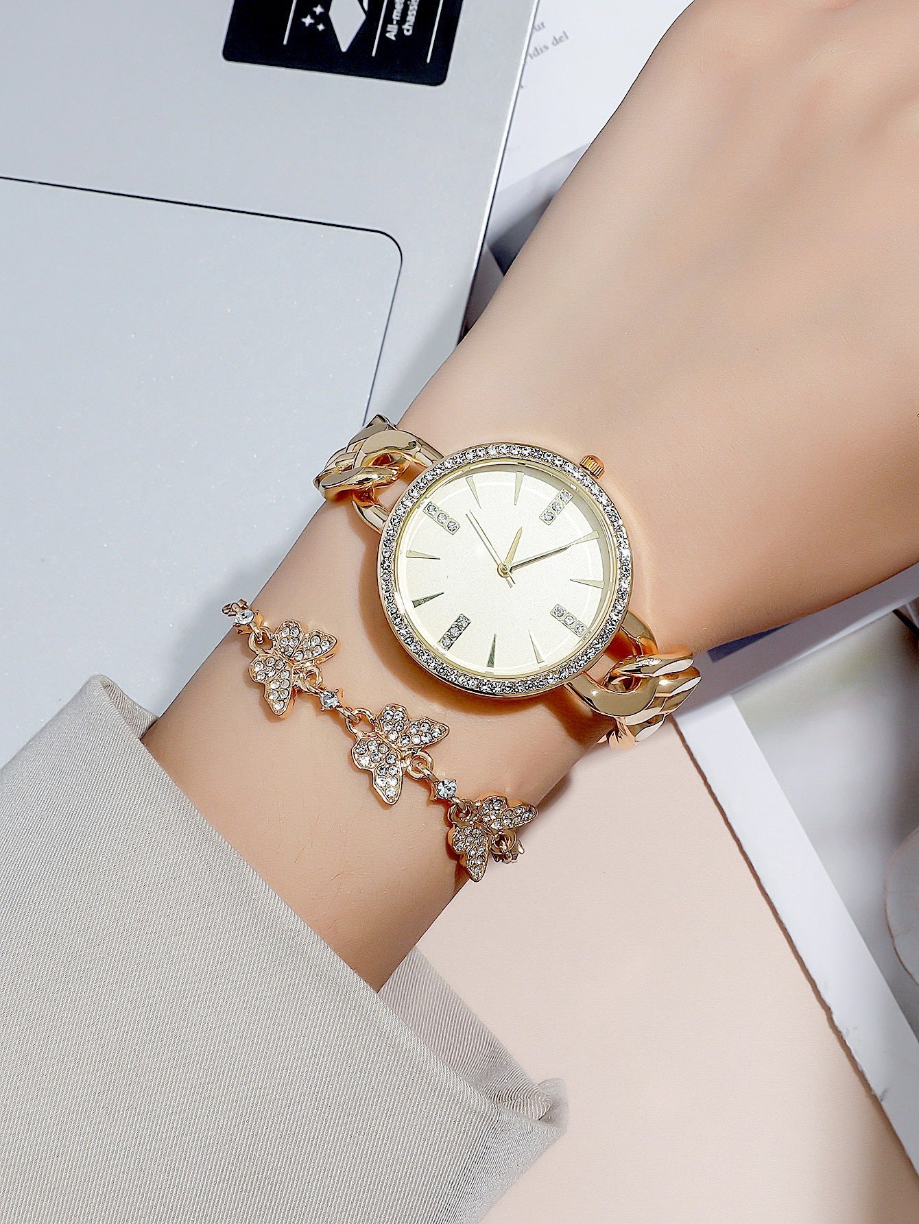 Reloj de pulsera para mujer Reloj de pulsera con correa fina simple
