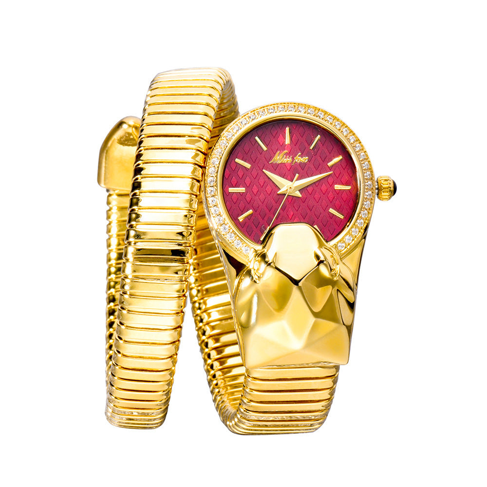 Reloj de serpiente con incrustaciones de diamantes de tendencia de moda para mujer