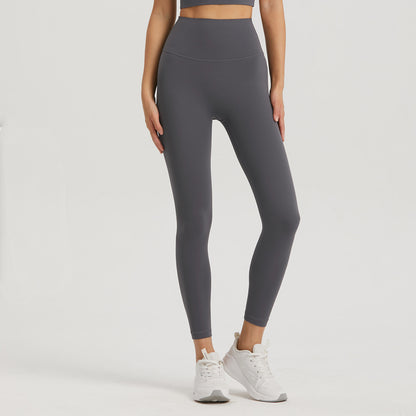 Leggings De Nueve Puntos De Talle Alto Y Melocotón Con Bolsillo De Lycra