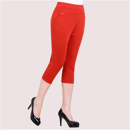 Pantalones casuales de cintura alta de color liso para mujer