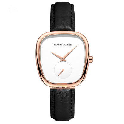 Reloj de cuarzo Milan Mesh de acero inoxidable para mujer Half Tonneau