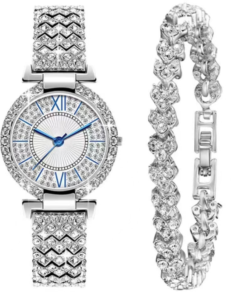 Luxuriöse, elegante All-Match-Quarzuhr für Damen mit Diamanten