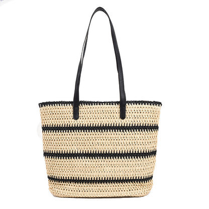 Bolso casual a rayas de gran capacidad Bolsos de paja de verano