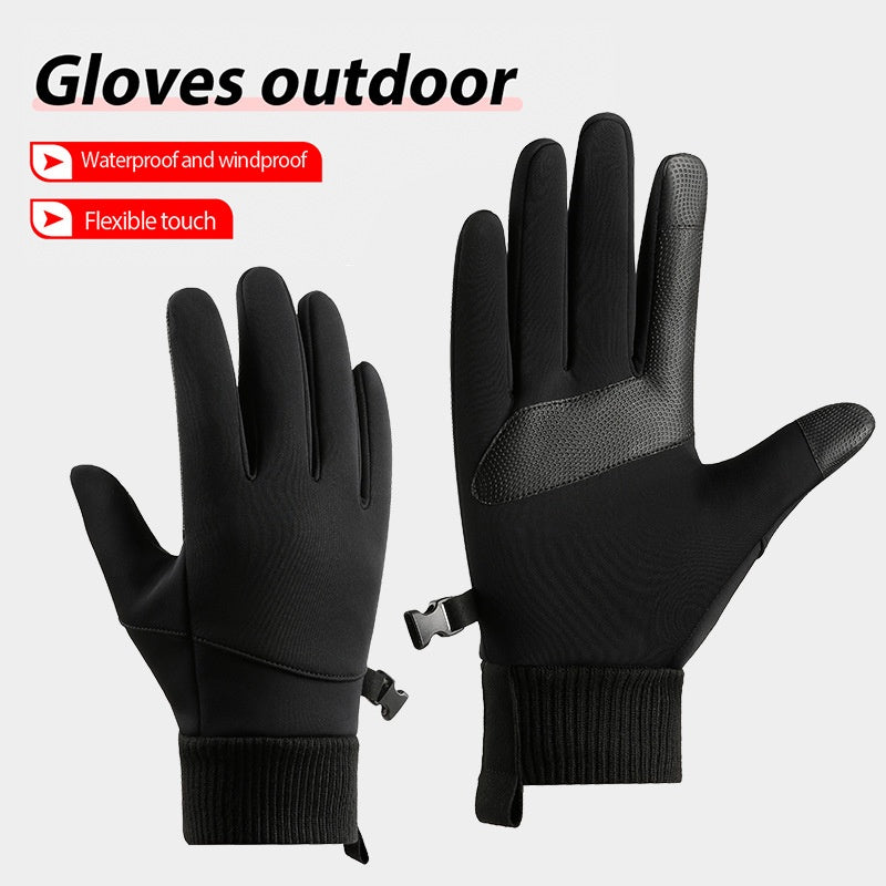 Guantes gruesos acolchados de terciopelo cálido para ciclismo a prueba de viento al aire libre para hombres