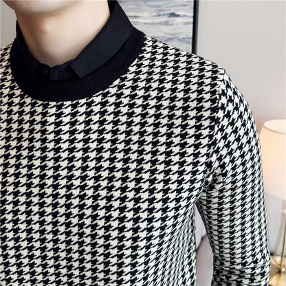 Men's British Slim-fitting Casual Patchwork Knitwear Sweater