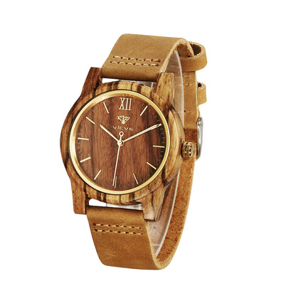 Reloj de cuarzo de madera Zebra Fashion