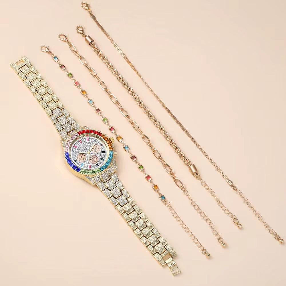 Women's Steel Full Diamond Single Calendar Wrist Watch