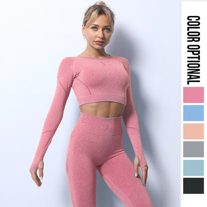 Ropa de yoga de punto sin costuras chaqueta de manga larga deportes fitness mujeres